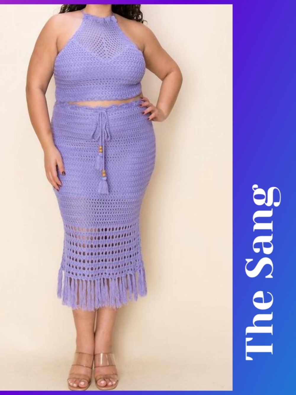 Crochet Fringe Midi Skirt in Lilac - TheSang